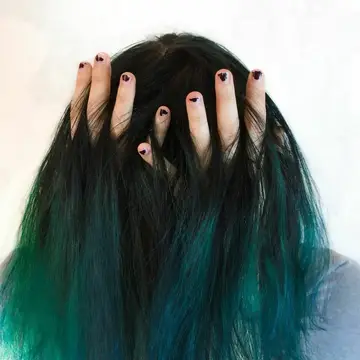 brown hair with turquoise dip dye